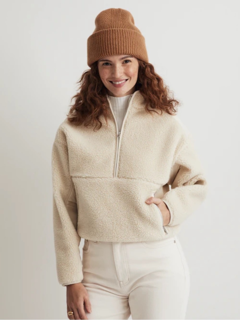 Madewell Women’s Faux Shearling Half-Zip Pullover